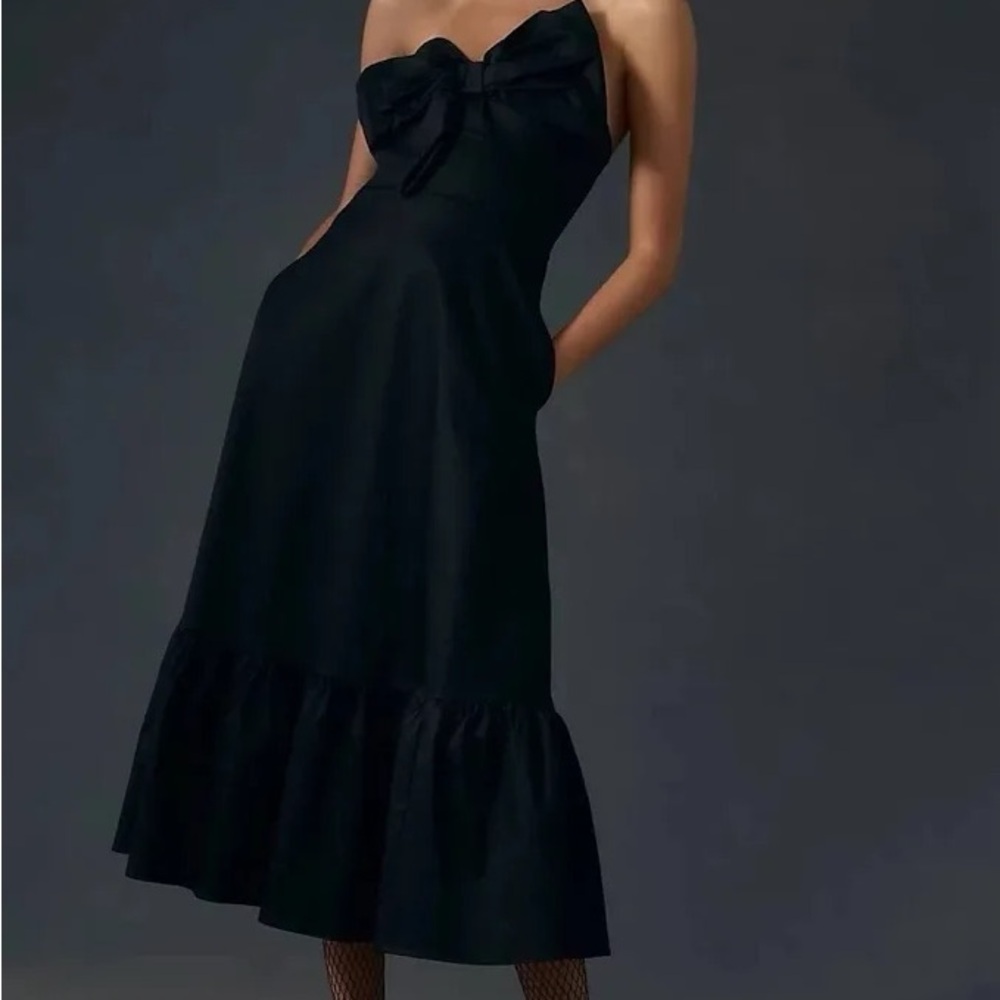 Hutch Black Strapless Dress with Bow Detail